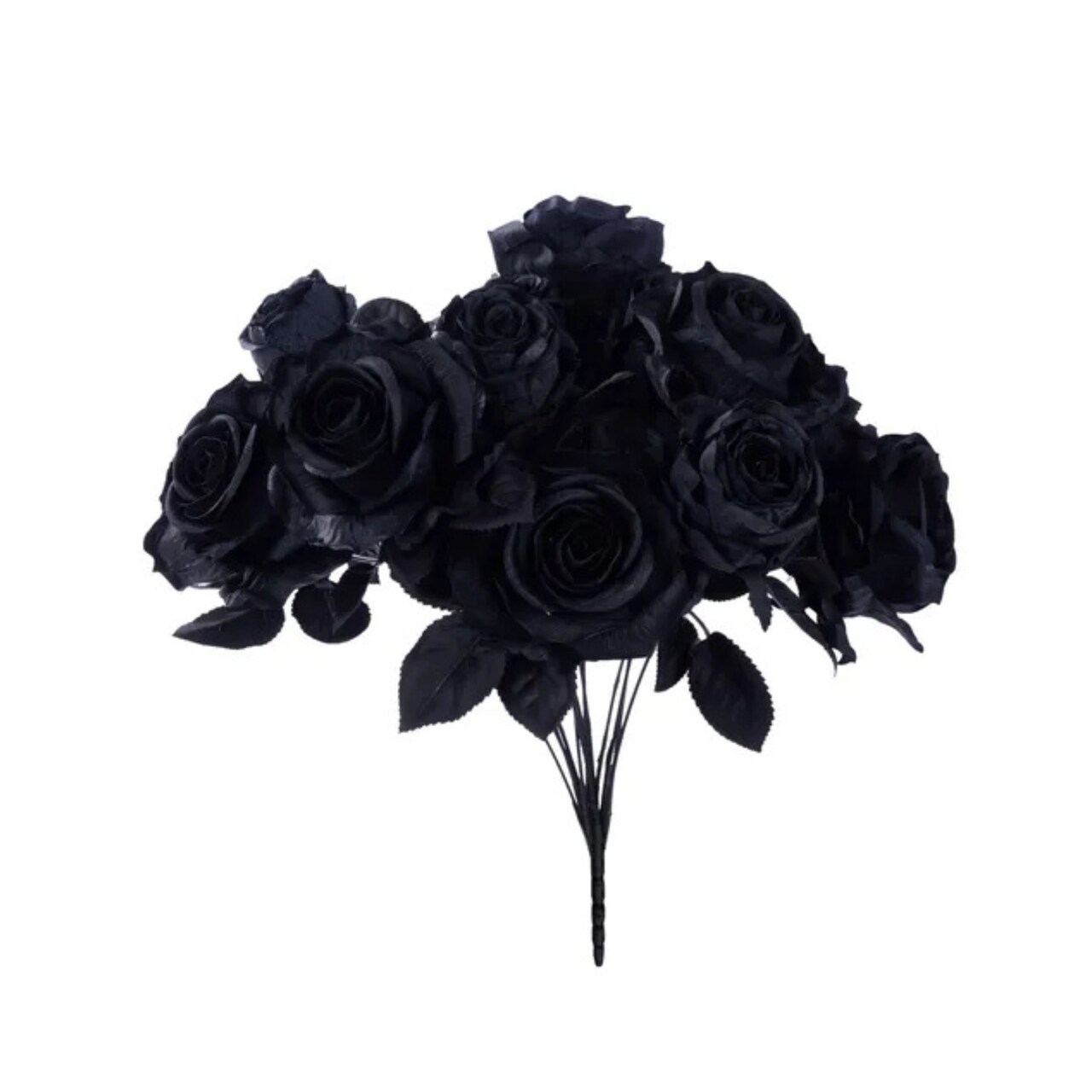 Black Rose Bush – 20" Artificial Fabric Roses & Buds-FN171902